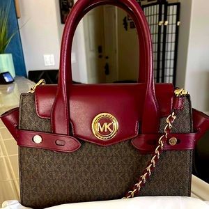 Michael Kors - authentic monogram plus cranberry trim. Gently used (twice)